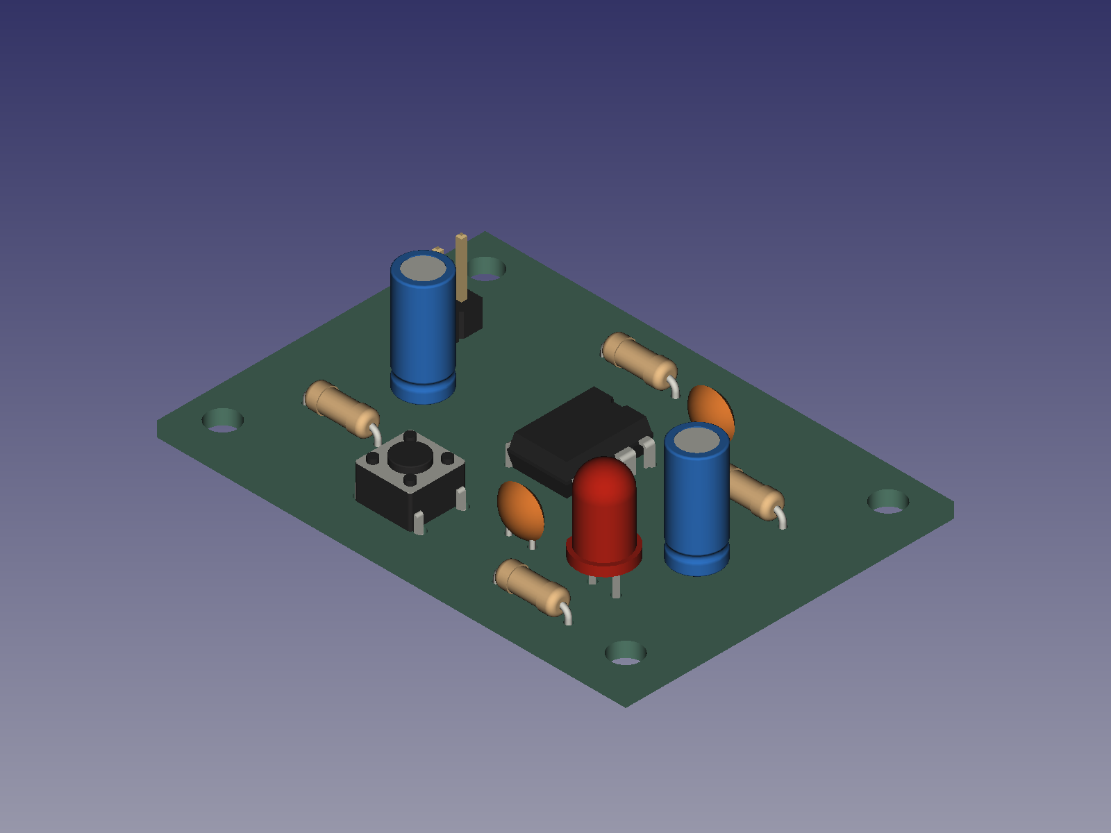 KiCad 3D preview of the Codex Pulse circuit board