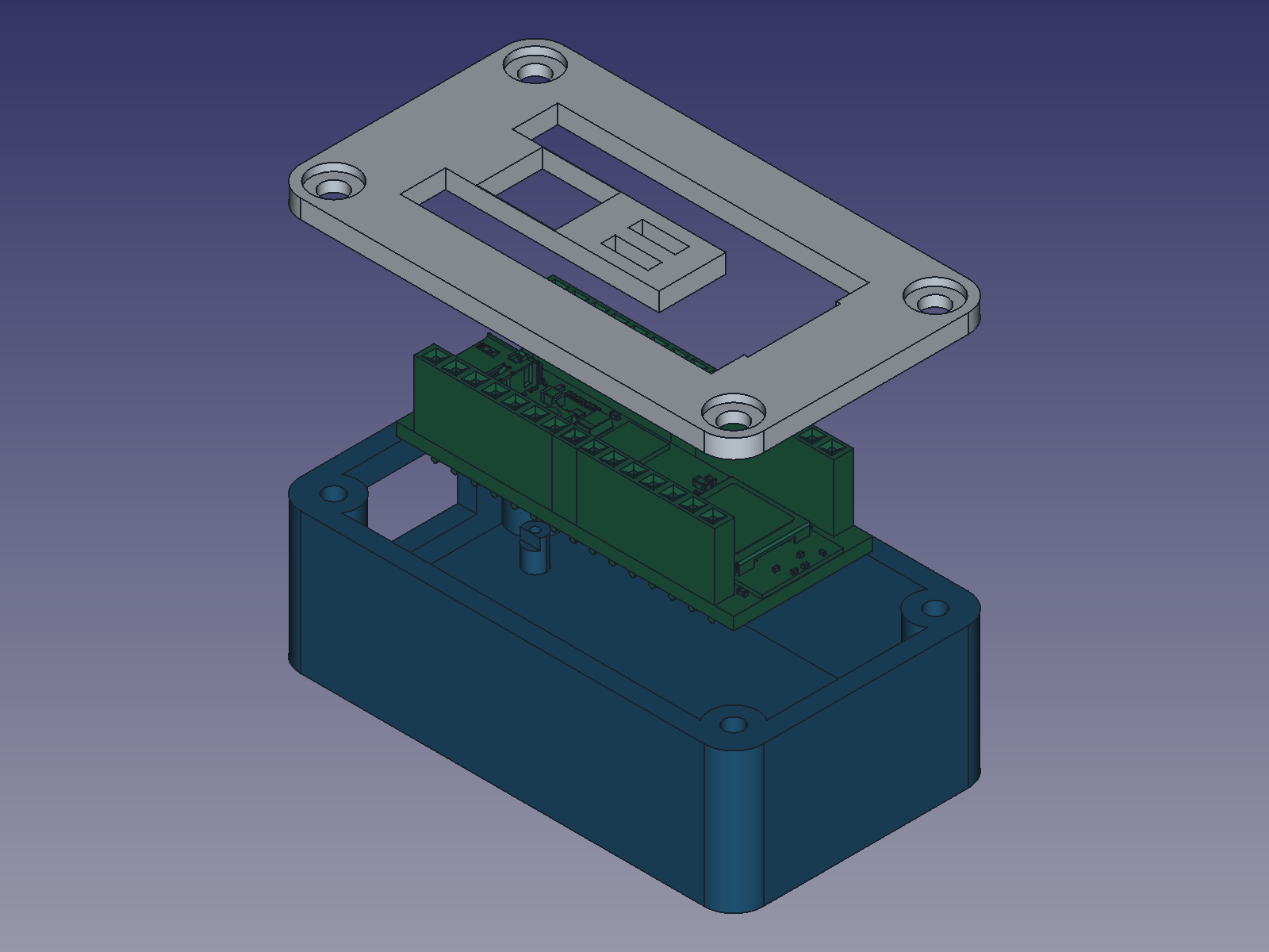 Exploded editable FreeCAD enclosure