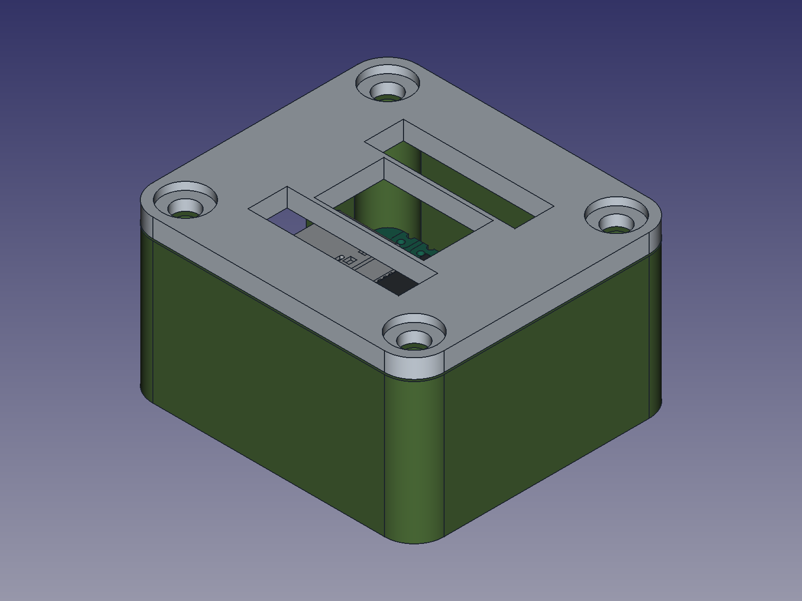 Completed FreeCAD view of the XIAO SAMD21 enclosure
